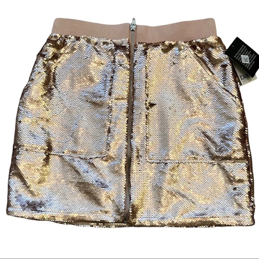 Becca Tilley for Bar III Rose Gold Sequin Mini Skirt M